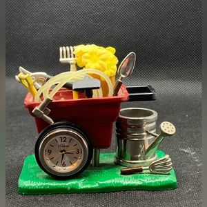 Ceramic Miniature Wheelbarrow Clock